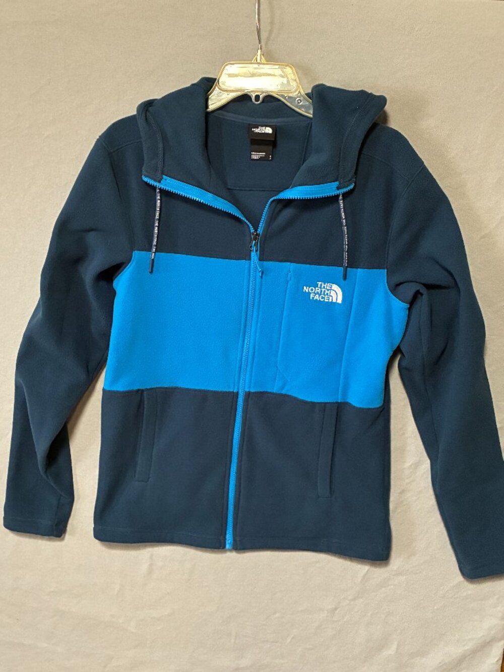 The North Face Blue Full Zip-Up Fleece Jacket Hooded Men's Size Small Outdoor